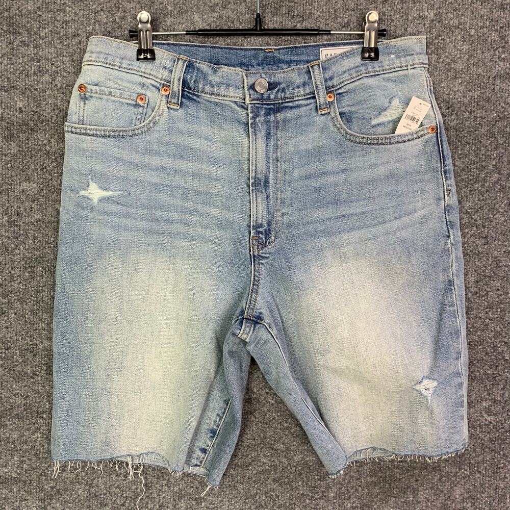 GAP Light Blue Distressed Denim Bermuda Shorts